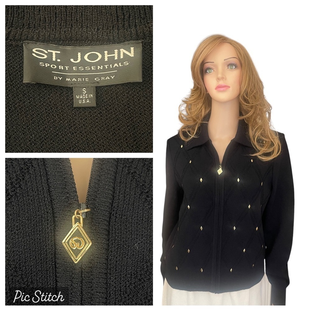 St John Sport Essentials knit black sweater size S